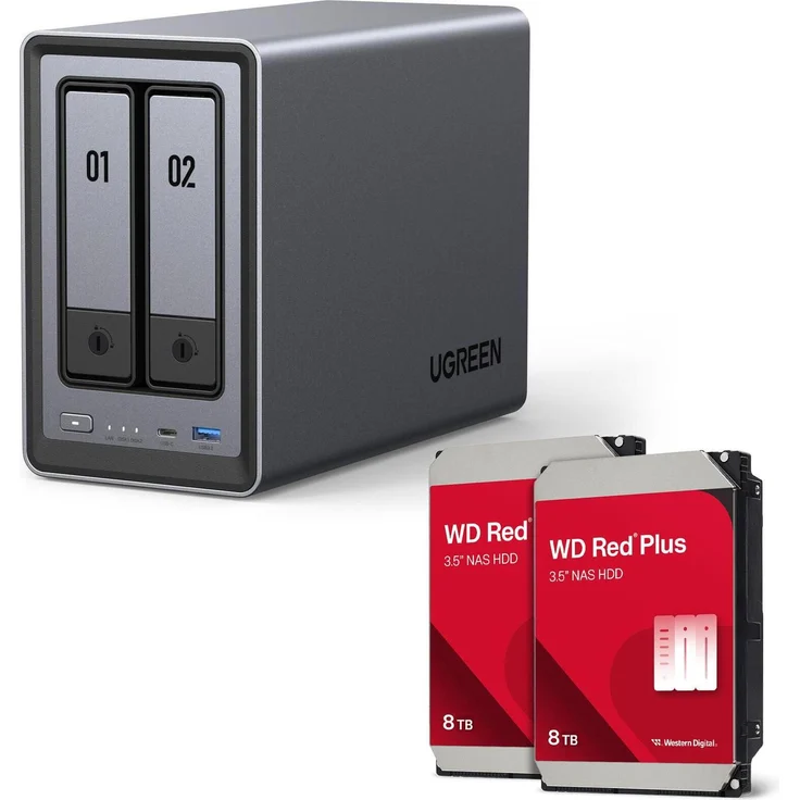 Ugreen NASync DXP2800, NAS System 2-Bay mit 16 TB (2 x 8 TB) Western Digital Festplatte