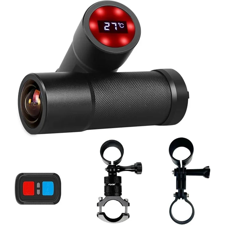 VSYSTO K5X-LED 2K Ultra High Resolution Fahrradkamera mit Nachtsicht, Temperaturdisplay und 170° Weitwinkel, Schwarz