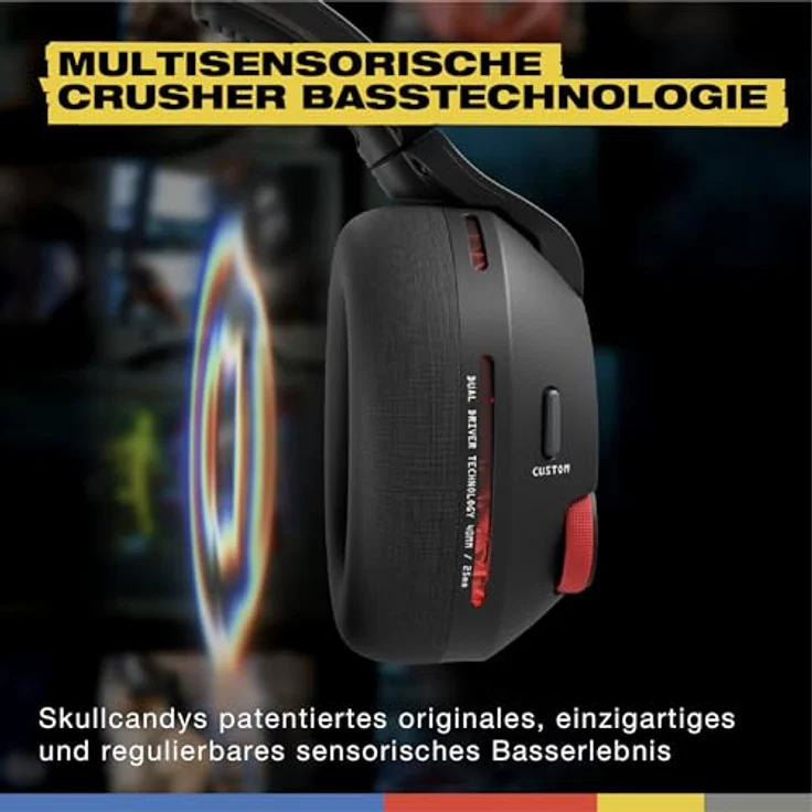 Skullcandy Crusher PLYR 720 Wireless Gaming Headset, THX Spatial Audio, Multi-Sensory Bass, Removable Mic, Multi-Plattform, Digi-Black – Bild 2