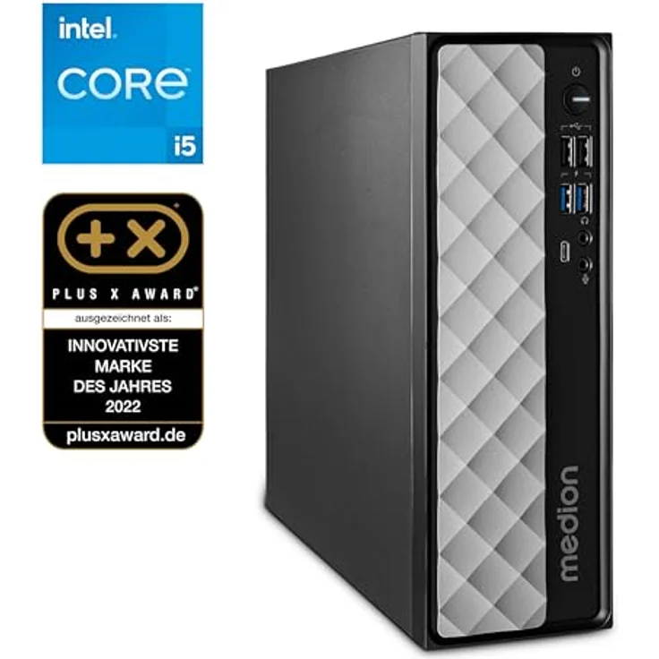 Medion Akoya T80 SFF MD35422, Desktop-PC mit Intel Core i5-12450H, 16 GB RAM, 512 GB SSD, Intel UHD Graphics, grau-schwarz – Bild 2