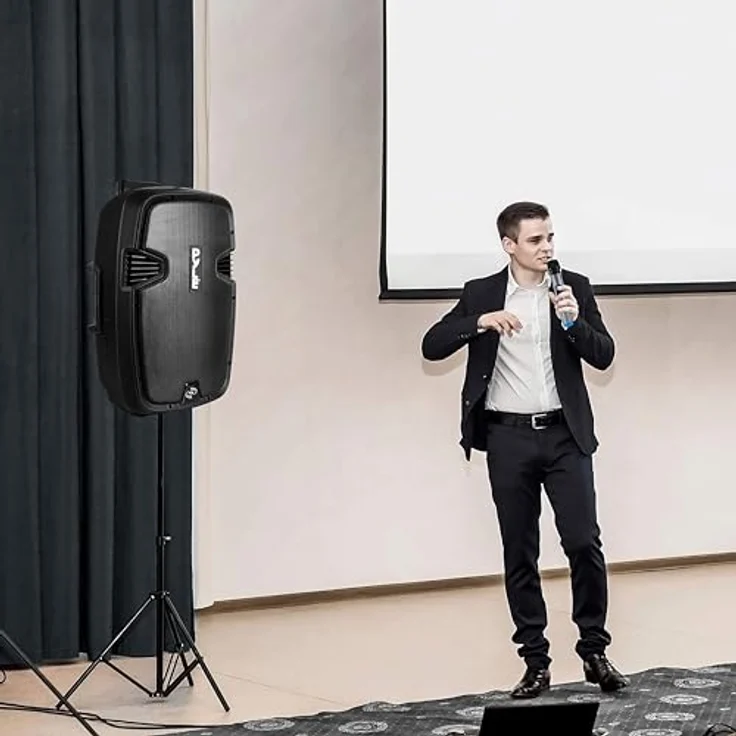 Pyle PA Anlage Komplettset, Bluetooth Musikbox 1000W mit 2 UHF Handmikrofonen und Fernbedienung, schwarz – Bild 7
