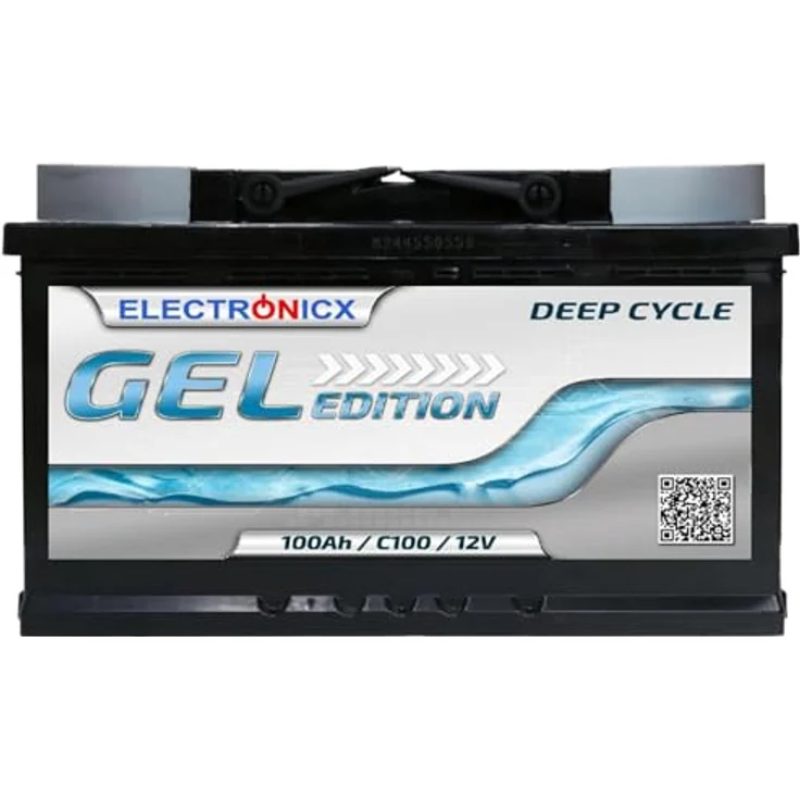 Electronicx GEL Batterie 100 AH 12V, wartungsfreie Versorgungsbatterie für Freizeit und Marine, temperaturrobust bis 60°C, kippbar bis 90° – Bild 1