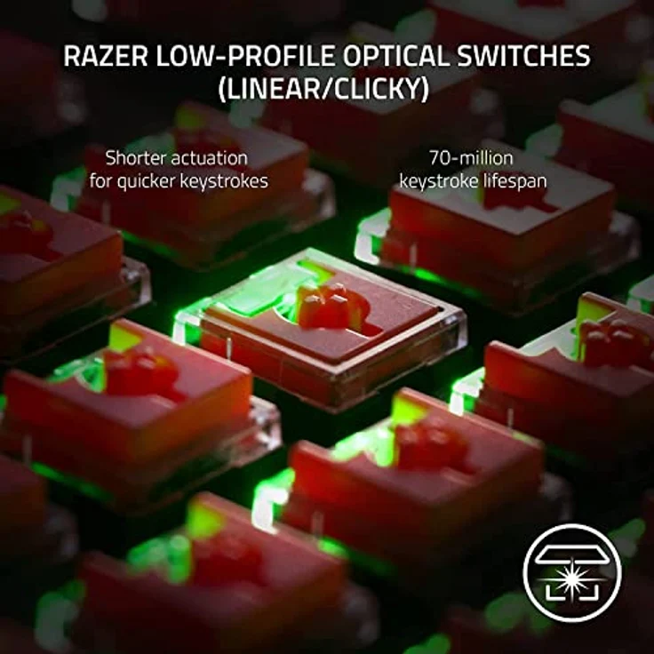 Razer DeathStalker V2 Pro (Red Switch) - Kabellose Optische Low-Profile-Gaming-Tastatur (Lineare Optische Switches, HyperSpeed Wireless, Bluetooth 5.0) QWERTY US-Layout | Schwarz – Bild 2
