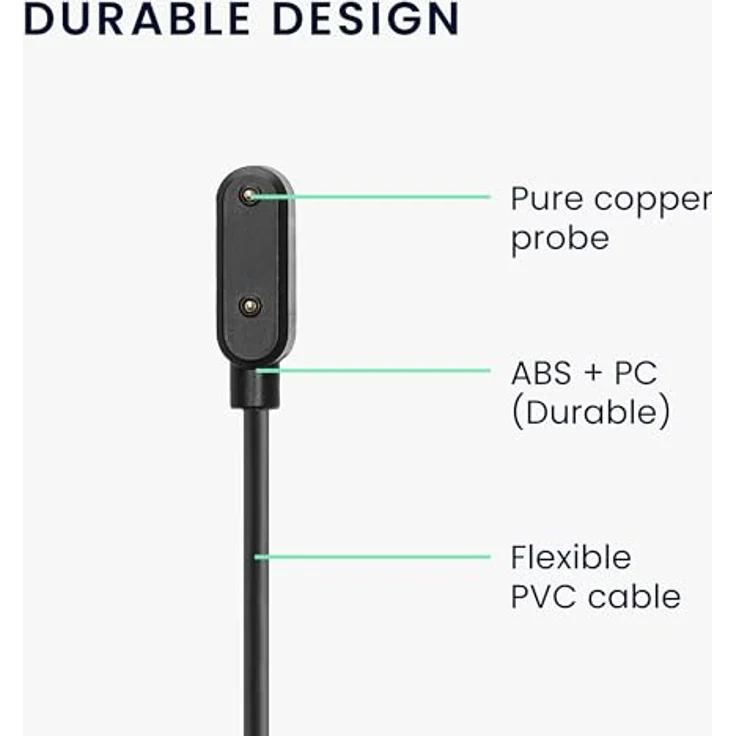 kwmobile USB C Ladekabel für Huawei Band 9 / Band 8 / Watch Fit 2 / Watch Fit mini, 100 cm lang, schnelles und zuverlässiges Aufladen in Schwarz – Bild 4