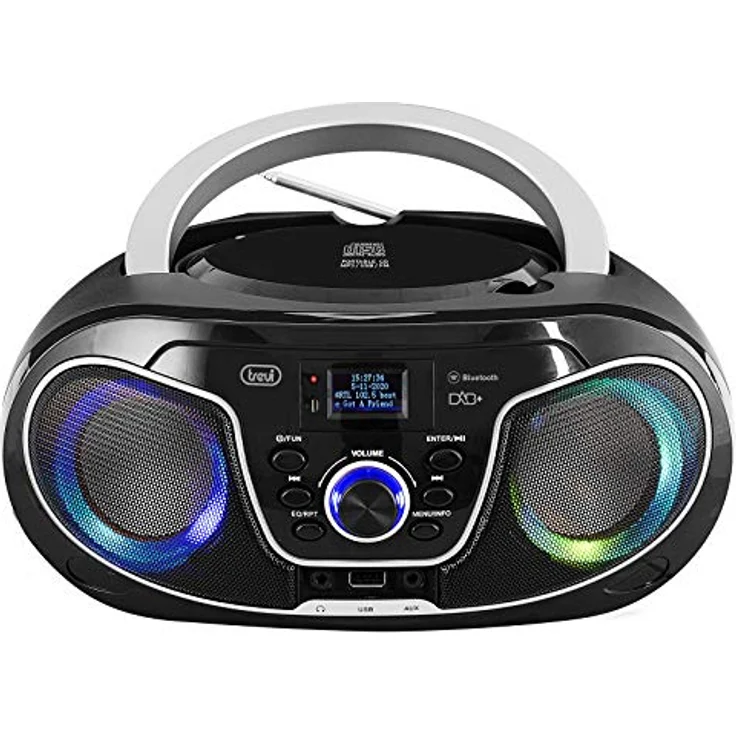 Trevi CMP 588 DAB Tragbares Stereo mit DAB/DAB+ und FM mit RDS, Dot Matrix Display mit hoher Ablesbarkeit, CD, MP3, USB, AUX-IN, Bluetooth, Kopfhörerbuchse - Schwarz – Bild 3