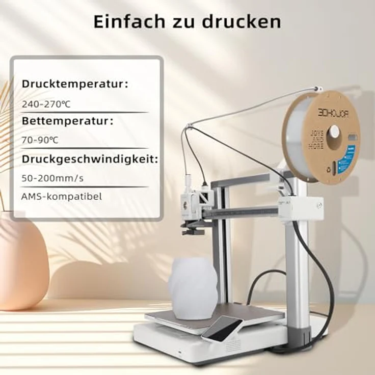 3DHoJor PETG Filament 1.75mm 1KG Durchscheinend, hohe Zähigkeit und Druckstabilität, feuchtigkeitsbeständig – Bild 4