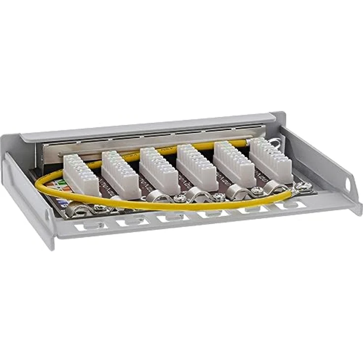 InLine® Patchfeld Cat.6A 0,5HE 6-Fach, für Tisch/Wand/Hutschiene, mit Staubschutz, grau – Bild 4