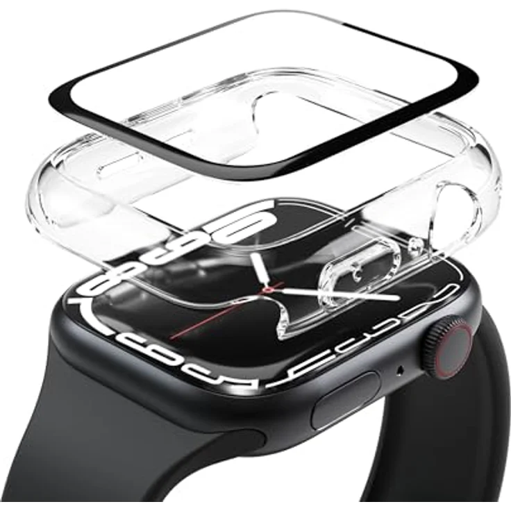 VONMÄHLEN Thin Case - Schutzhülle für Apple Watch Serie 8 + 9, 45mm, Transparent, Rundumschutz mit Anti-Gilb-Schutz für originalen Look – Bild 6