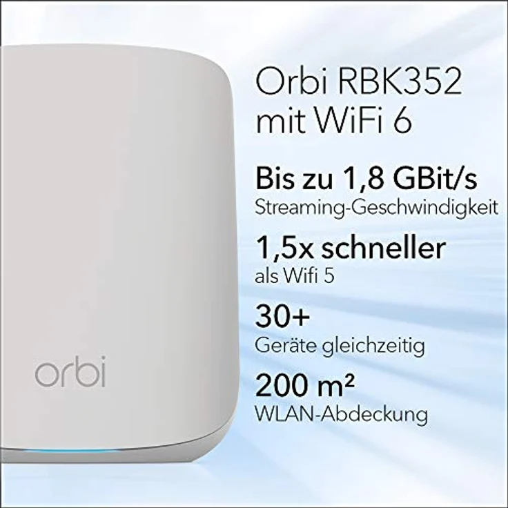NETGEAR Orbi RBK352 - WLAN-System (Router, Extender) - bis zu 232 m² - Netz - GigE - 802.11a/b/g/n/ac/ax - Dual-Band – Bild 2