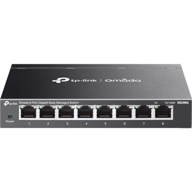 TP-Link Omada ES208G, 8-Port Gigabit-Easy-Managed-Switch mit VLAN, QoS, lüfterlosem Design, Schwarz – Bild 2