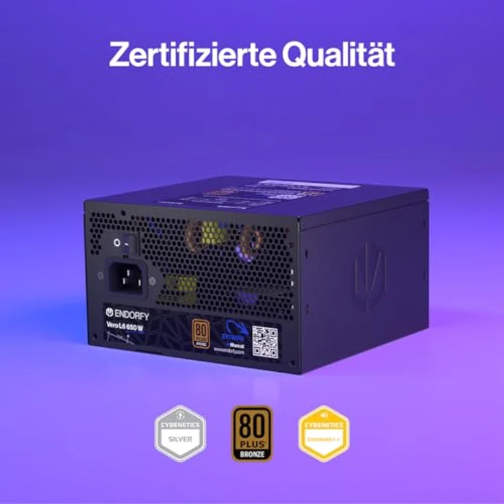 ENDORFY Vero L6 650W, ATX 3.1 Computer Netzteil, 80 Plus® Bronze, Cybenetics Silver-zertifiziert, leiser Stratus 120 mm-Lüfter, kompaktes Gehäuse, hochwertige Kondensatoren – Bild 3