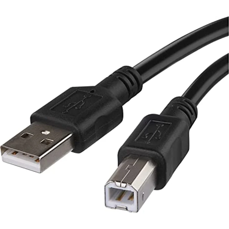 EMOS USB Verbindungskabel USB-A auf USB-B für Drucker und andere Peripheriegeräte mit USB-B Anschluss, Hi-Speed 480 Mbps, 2m lang, schwarz – Bild 1