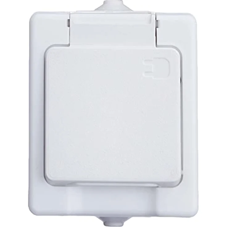 Kopp 100602003 Aufputz-Feuchtraum Schutzkontakt-Steckdose mit Klappdeckel, IP44, Standard – Bild 2
