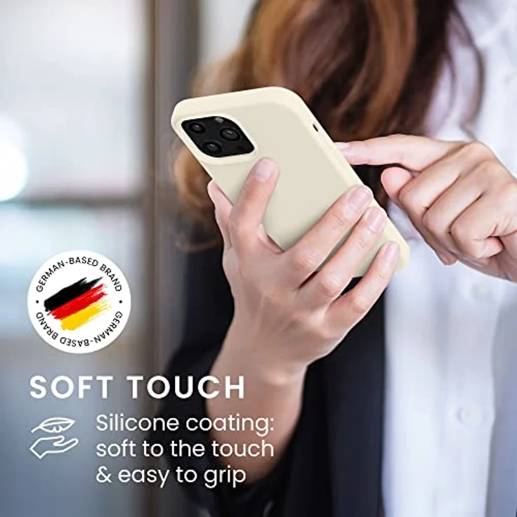 kwmobile Handyhülle für iPhone 13 Pro Max, Silikon Case in Creme, flexibel, rutschfest, kabelloses Laden – Bild 4