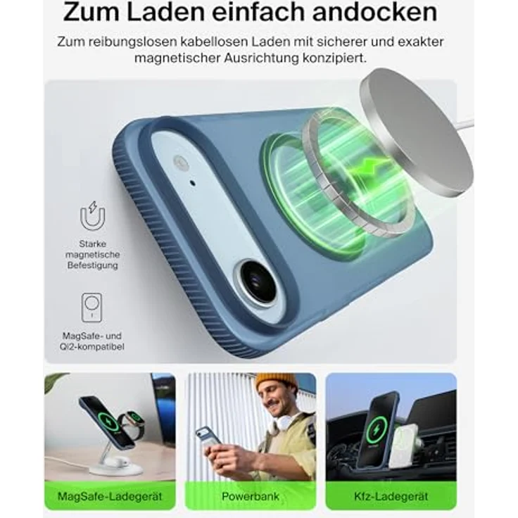 Belkin Grip SheerForce Schutzhülle für iPhone Air, dunkelblau, Stoßschutz bis 2 Meter, mit Kamerasteuerung und erhöhten Rändern – Bild 3