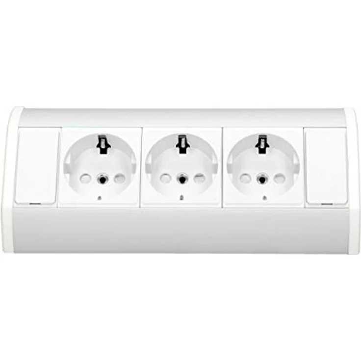 Orno Möbelsteckdose 3x2P + Z, Schuko Steckdosenleiste in Weiss und Silber, 0.60 m Länge, ideal für Smart Home – Bild 2