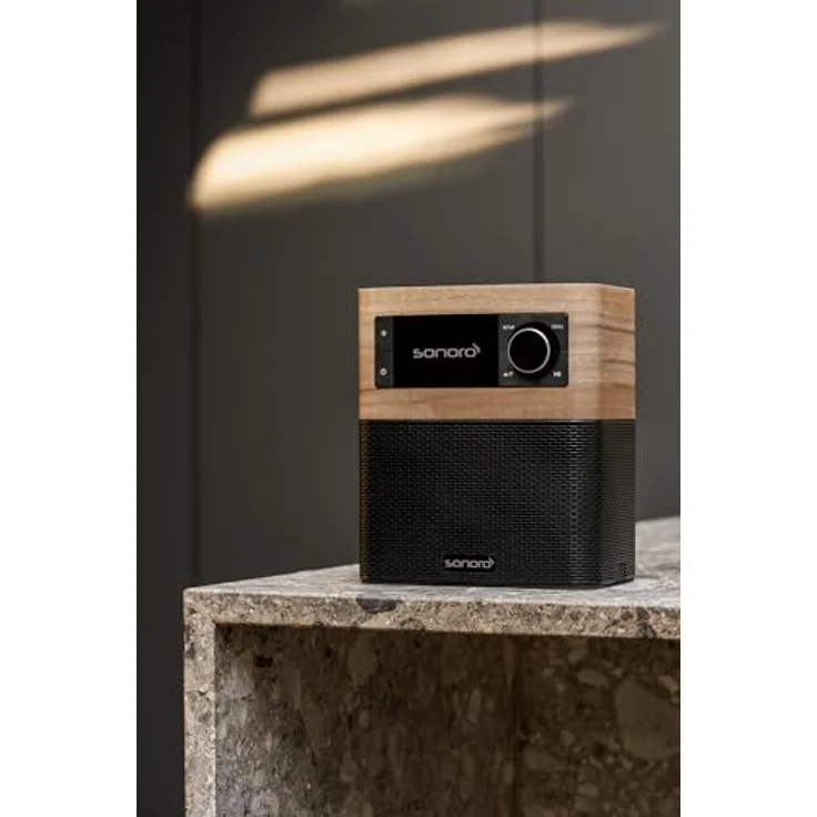 sonoro Stream Internetradio mit Bluetooth & DAB Plus (UKW/FM, WLAN, Spotify, Amazon, Deezer, App, spritzwassergeschützt) Küchenradio Walnuss/Schwarz – Bild 2