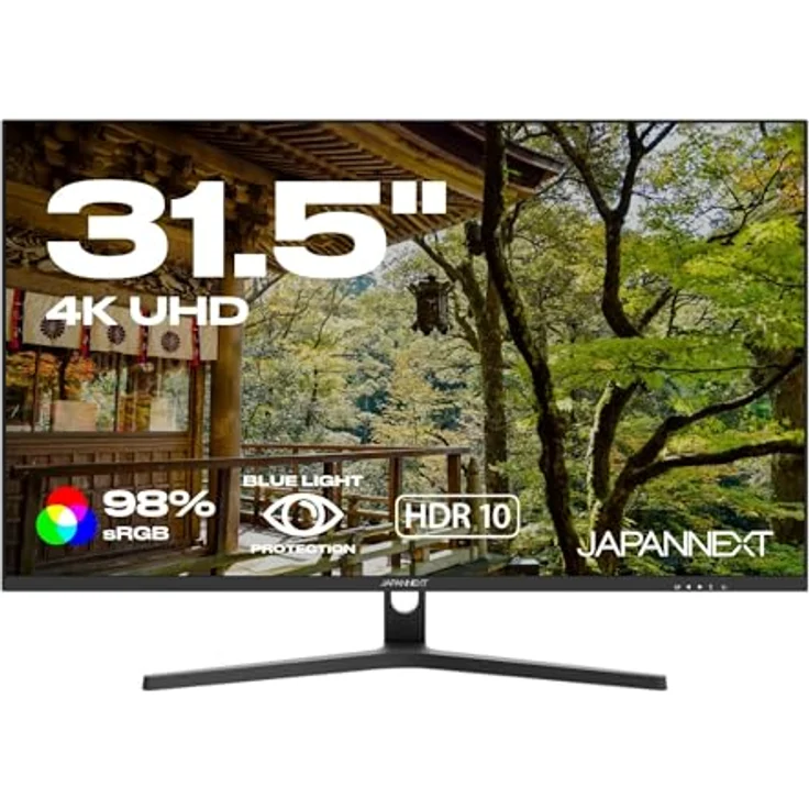 JapanNext JN-V315UHDR Monitor 31,5 Zoll VA 4K UHD (3840x2160) | HDR-Technologie | Neigungsverstellung | Integrierte Lautsprecher | G-Sync/FreeSync | VESA-kompatibel | 2 Jahre Garantie – Bild 1