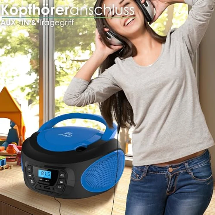 Cyberlux tragbarer CD-Player Kinder Radio Blau – Bild 5