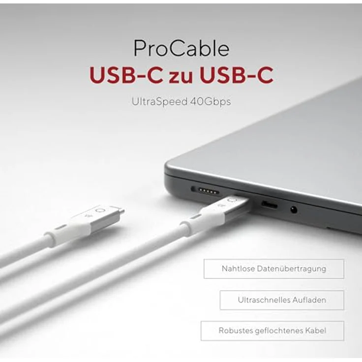 LINQ Connects USB4 PRO USB-C Kabel, 1,0m, 40Gbps, 8K/60Hz, 240W Schnellladen, mattgrau – Bild 4