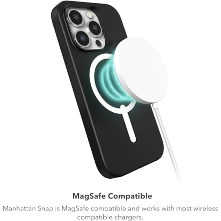 ZAGG Manhattan Snap, Graphen-verstärkte Hülle für iPhone 15 Pro [6.1-Inch], MagSafe kompatibel, schlankes und weiches Design, stossfeste Abdeckung für die Rückseite (Schwarz) – Bild 5