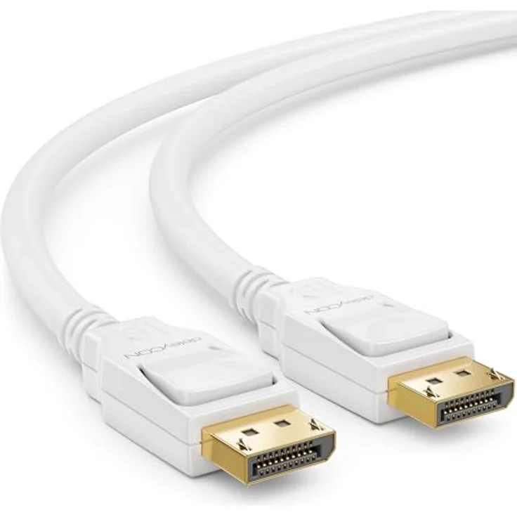 deleyCON 1,5m DisplayPort 1.4 Kabel, 8K UHD bis 60 Hz, 4K bis 360 Hz, HBR3 DSC HDR-10, Weiß – Bild 1