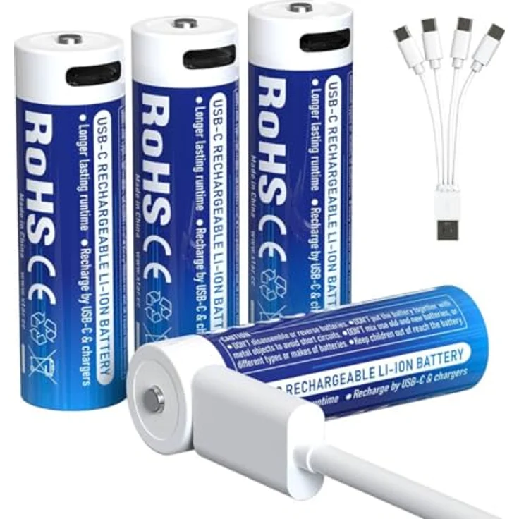 XTAR Wiederaufladbare AA-Batterien, 3000 mAh Lithium-Ionen, USB-C, 1,5 V, lineare Entladungskurve für angeschlossene Schlösser – Bild 2