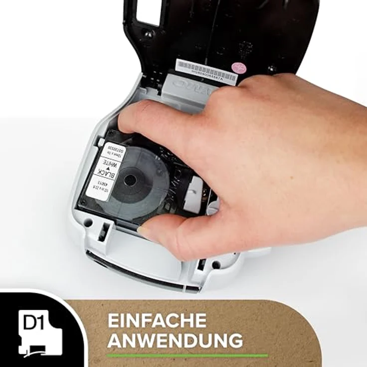 Dymo D1 Vinylband High Perf. 12 mm x 3 m weiß auf schwarz – Bild 4