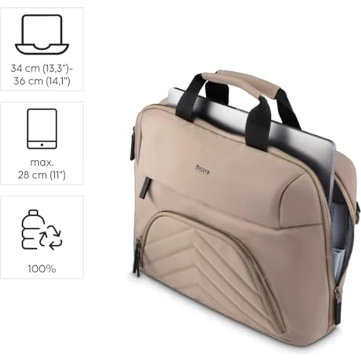 Hama Premium Lightweight Notebooktasche, Beige, aus recyceltem Polyester, ultraleicht und gepolstert, mit Tabletfach bis 28 cm (11") – Bild 4