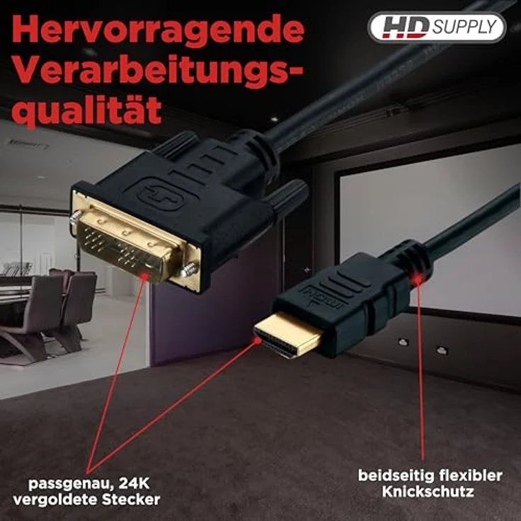 HDSupply HDSupply X-HC High-Speed HDMI-DVI Single Link Kabel 1,5 m vergoldet schwarz HDMI-Kabel 1,50m Doppelt geschirmt – Bild 7