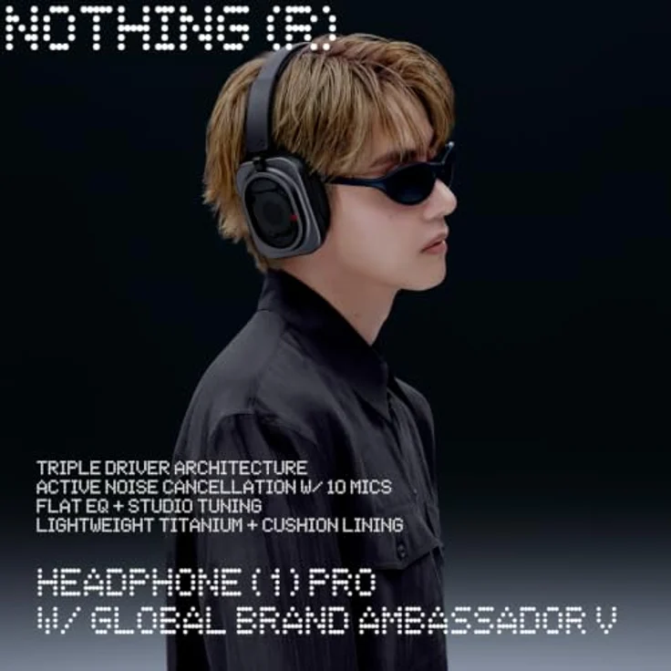 NOTHING Headphone (1) Pro, Over-ear Kopfhörer mit Hi-Res Sound, adaptiver Geräuschunterdrückung und Dynamic Spatial Audio, Bluetooth Weiß – Bild 2