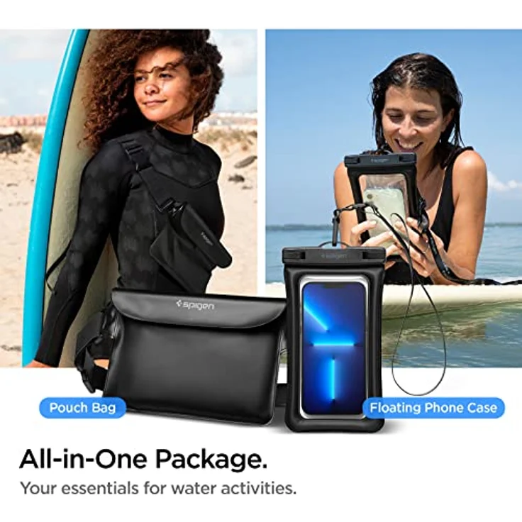 Spigen Aqua Shield wasserdichte Tasche Set [Tasche+Handyhülle] IPX8 Bauchtasche Handytasche Gürteltasche Beutel Universal Strandtasche für Wassersport Strand -Schwarz – Bild 2