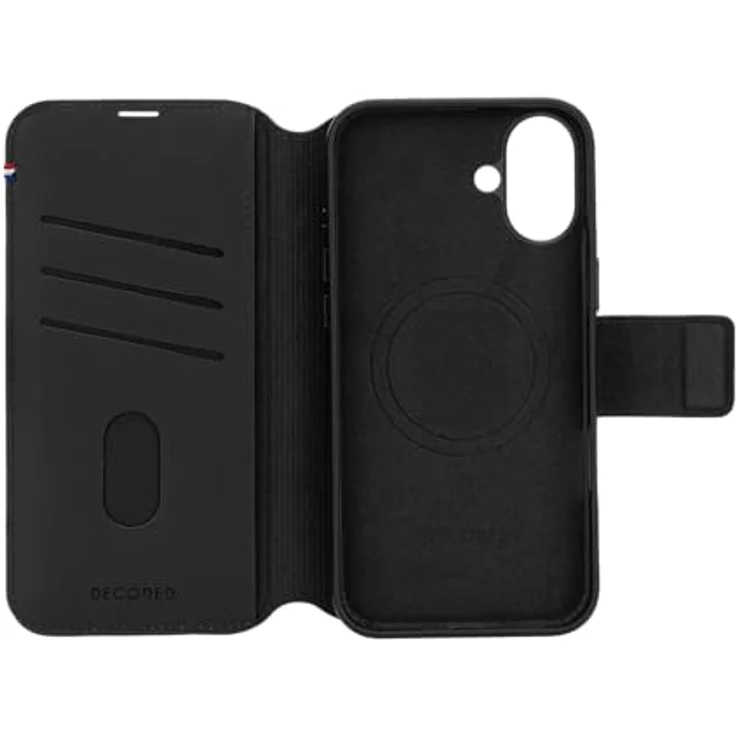 Decoded 2 in 1 Leder Abnehmbare Wallet Case für iPhone 16, MagSafe kompatibel, echtes Premium ECCO Leder, Schwarz – Bild 3