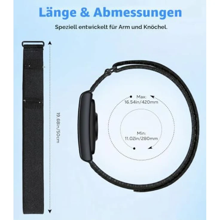 Astorgos Nylon Bicep Armband kompatibel mit Amazfit Helio Fitness Tracker, atmungsaktiv, einstellbare Länge 280mm-420mm, in verschiedenen Farben erhältlich – Bild 5