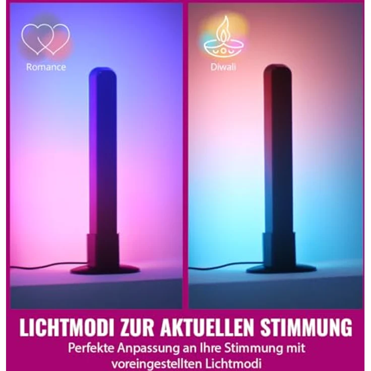 WiZ Gradient Light Bars, RGBIC Smart Beleuchtung mit 7 Farbsegmenten, Wi-Fi Steuerung, App- und Sprachsteuerung, 2er Pack – Bild 4