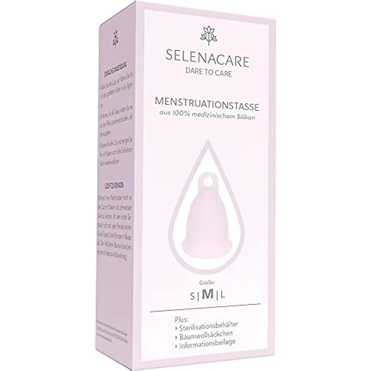SELENACARE Menstruationstasse Premium - waschbarer Periodencup aus medizinischem Silikon, Größe M (26ml), Rosa – Bild 2