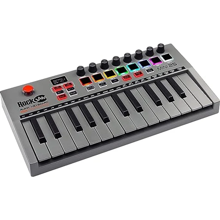 RockJam Go 25 Key USB & Bluetooth MIDI Keyboard Controller With 8 Backlit Drum Pads, 8 Knobs - Drahtlose Freiheit, Wiederaufladbarer Akku, Vielseitige Bedienelemente, Innovativer Joystick. – Bild 2