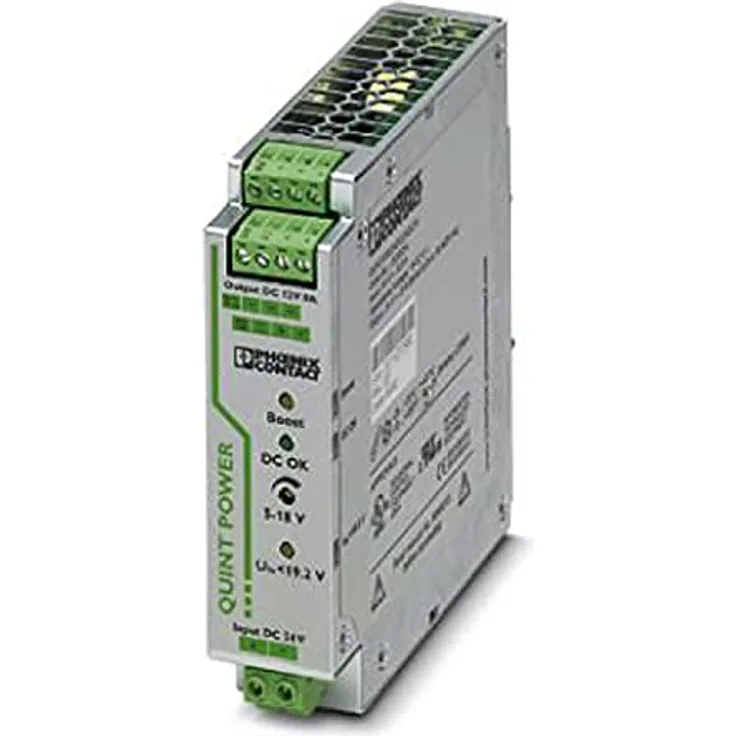 PHOENIX CONTACT QUINT-PS/24DC/12DC/8 Primär Getakteter Quint DC/DC-Wandler zur Tragschienenmontage mit SFB Technology, 24 V DC Eingang, 12 V DC/8 A Ausgang