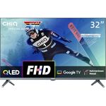CHIQ QLED Fernseher 32 Zoll, FHD, HDR, rahmenloses Metall-Design, Google TV, Chromecast, Quad-Core CPU, Dolby Audio