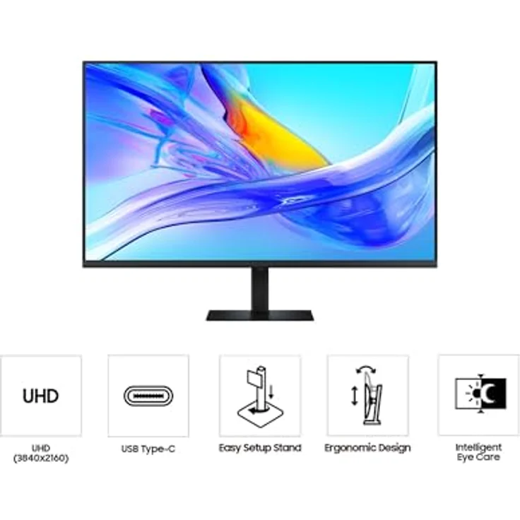 Samsung 37 Zoll ViewFinity S8 S80UD, 4K UHD PC-Monitor mit HDR10, USB-C, LAN, ergonomischem Easy Setup-Ständer, Eye Saver Mode, Flicker Free, LS37D804UAUXEN – Bild 4