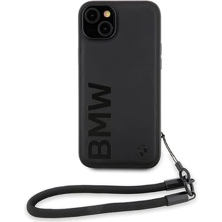 BMW Signature Leather Wordmark Cord Case für iPhone 15/14/13 - Schwarzes, hochwertiges Leder mit elegantem Design und optimalem Schutz – Bild 2