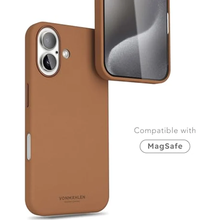 VONMÄHLEN Like Leather Case für iPhone 16 Plus und MagSafe, vegane Lederhülle, umweltbewusst, braun – Bild 2