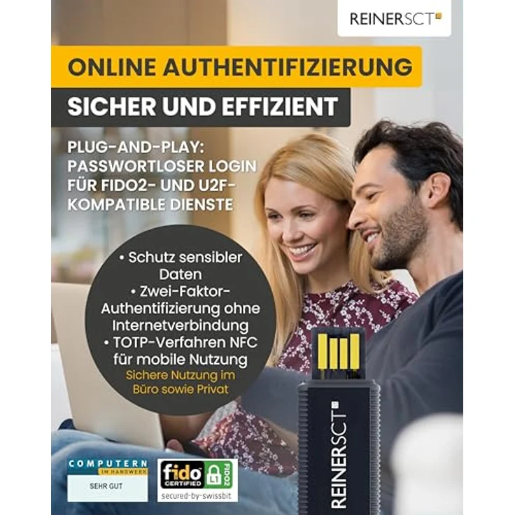 ReinerSCT REINER SCT FIDO Stick Pro USB-A, Speicherkartenlesegerät mit Plug-and-Play, NFC und wasserfestem Gehäuse, Schwarz – Bild 2