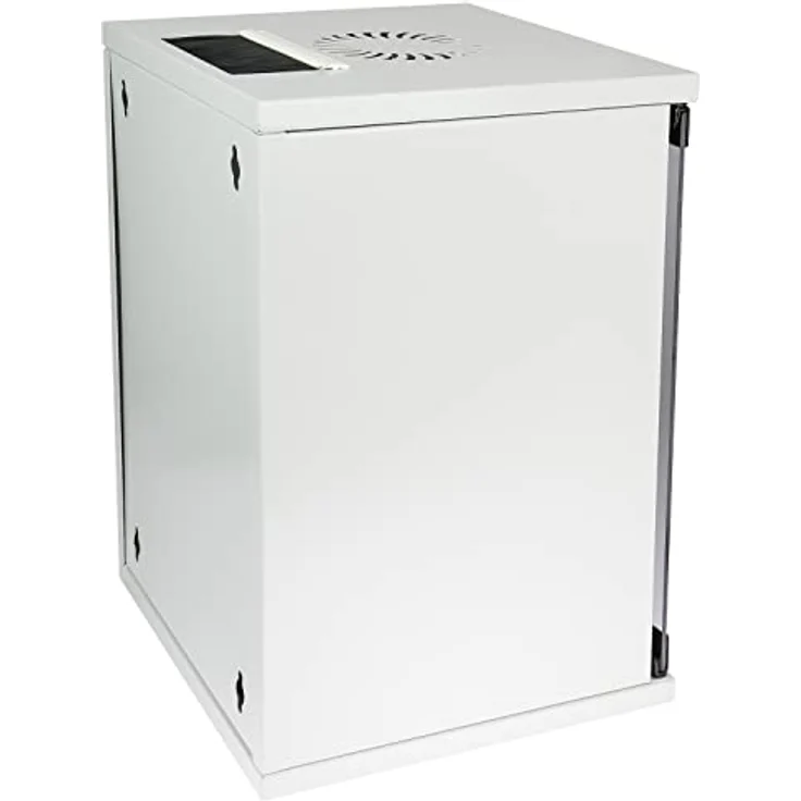 HMF 63409-07 Netzwerkschrank 10 Zoll | 9 HE | 300 mm Tiefe | Voll montiert | Glastür | Lichtgrau – Bild 2