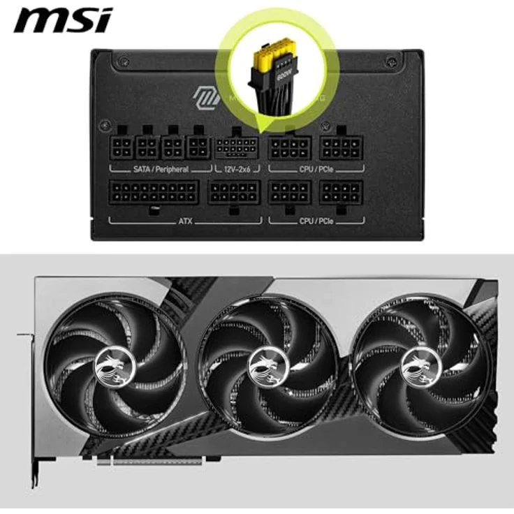 MSI MAG A850GLS PCIE5, 850 Watt ATX Netzteil mit 80 PLUS Gold-Zertifizierung, modularer Kabelmanagement, Schwarz – Bild 4