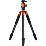 Rollei C6i Carbon Fotostativ: Kompakt, leicht, 3in1-Stativ mit Arca Swiss Kugelkopf, Monopod, Makrostativ, inkl Spikes und Tasche (Orange)