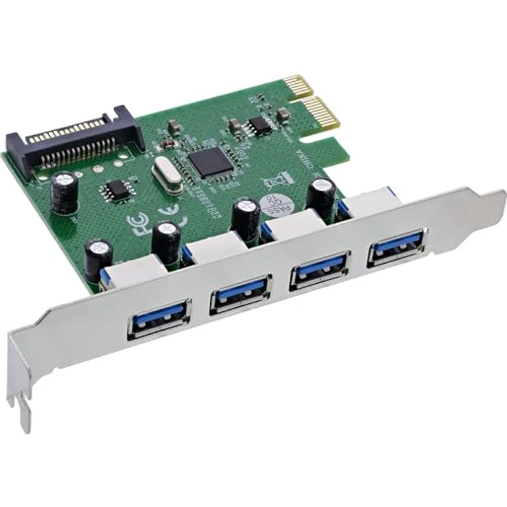 InLine PCIe USB Karte 4 Ports, USB-A 3.2 Gen. 1, SATA Power, Hot-Plug, Datenübertragung bis 5 Gb/s, 76666M – Bild 1