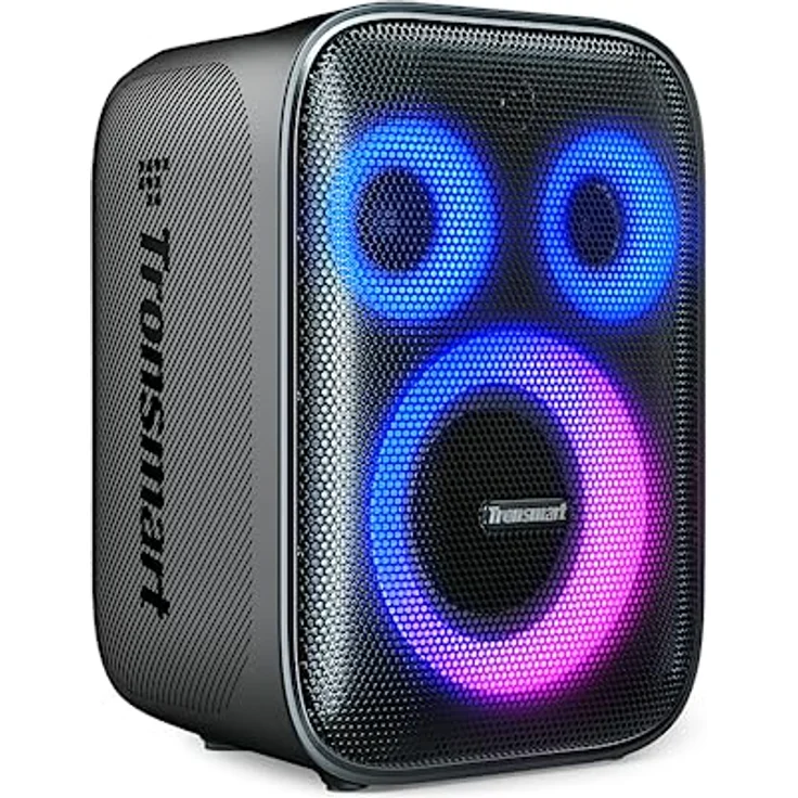 Tronsmart Halo 200 Bluetooth-Lautsprecher, 120W Dance Power, Party Sync, 5 Beleuchtungsmodi, 18 Stunden Spielzeit, unterstützt Mikrofon & Gitarre, IPX4 (Schwarz) – Bild 1