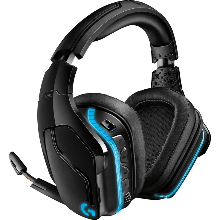 Logitech G G935 Wireless Gaming-Headset, 7.1 Surround Sound mit LIGHTSYNC und programmierbaren G-Tasten, Schwarz