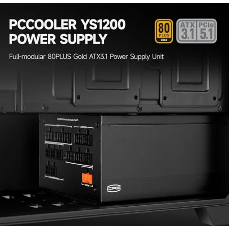PCCOOLER CPS YS1200 Netzteil, 1200W 80 Plus Gold, vollständig modular, PCIe 5.1 & ATX 3.1, 135mm FDB-Lüfter, voll japanische Elektrolytkondensatoren – Bild 3